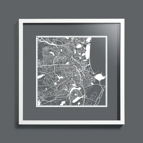 Miniatura 5 de O3 Design Studio Aberdeen - Mapa de papel cortado en papel blanco de 12 x 12 pulgadas