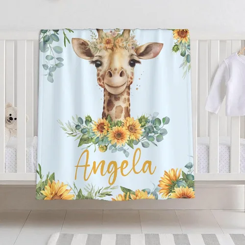 Miniatura 11 de Manta de bebé personalizada para niñas y niños, manta de bebé personalizada con nombre de bosque de animales para niños pequeños, baby shower