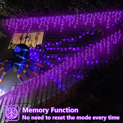 Miniatura 6 de QITONG - Tira de luces de carámbanos rojas y blancas para exteriores, 33 pies con 400 LED, 8 modos, alambre transparente, luces de Navidad