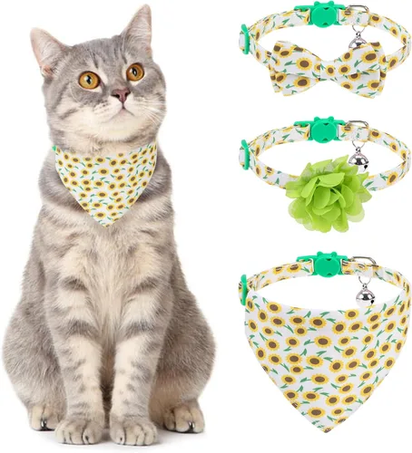 Miniatura 16 de Collares Navideños Separables para Gatos con Campana y Bonitos Colgantes - Paquete de 3 Collares de Seguridad Ajustables para Gatitos - Collar