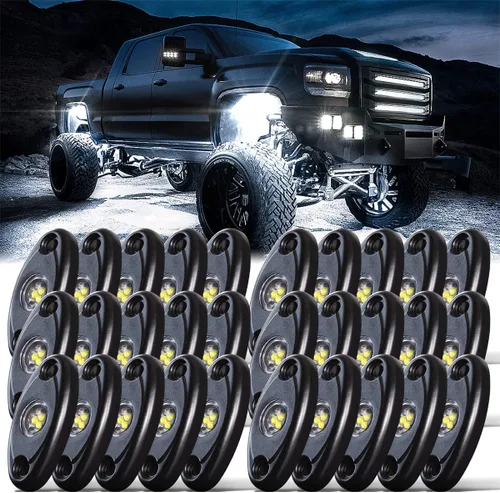 Miniatura 8 de LEDMIRCY R1 - Luces de roca blanca pura, 40 unidades, luces LED de alta potencia para todoterreno, camión, ATV, UTV, SUV, RZR, luz impermeable a