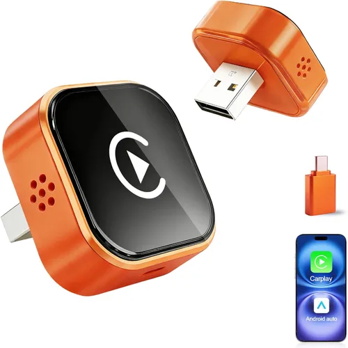 Miniatura 10 de Mini Adaptador Inalámbrico CarPlay para iPhone, 2 en 1 para Apple CarPlay y Adaptador Android Auto, Convierte de Cableado a Inalámbrico, Plug & Negro