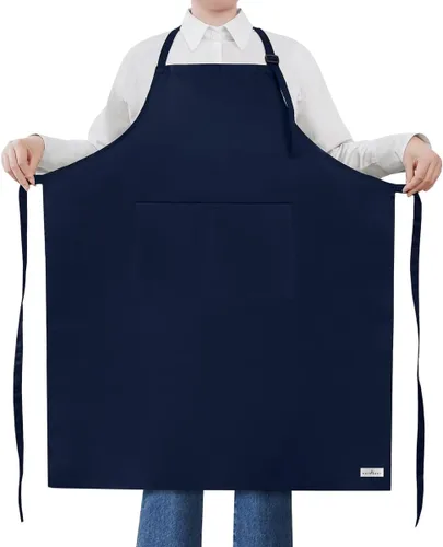 ROTANET - Delantal extra grande para hombres, delantal ajustable con babero con 2 bolsillos, cocina, cocina para mujer, chef, resistente al agua y