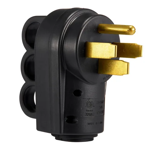 Enchufe RV de 50 amperios, NEMA 14-50P 125/250 voltios, enchufe macho de repuesto resistente con asas ergonómicas para RV, EV, cable generador,