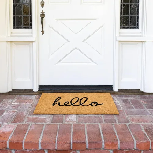 Miniatura 2 de Juvale Hello - Felpudo de coco para entrada al aire libre, 17 x 30 pulgadas, rectangular, de pelo bajo, respaldo de PVC, tapete de bienvenida