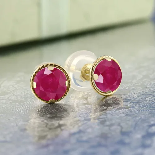 Miniatura 81 de Gem Stone King Aretes redondos de oro amarillo de 14 quilates con piedra natal Redondos de 0.157 in Aretes de oro para mujeres y hombres