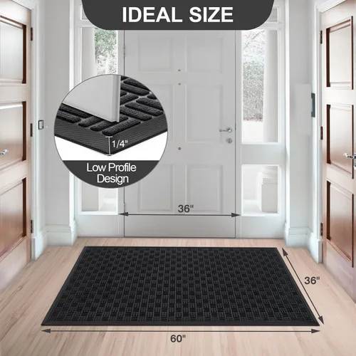Miniatura 2 de Mibao Tapete para puerta delantera, resistente y duradero, tapete de bienvenida para interiores y exteriores, atrapador de suciedad, impermeable