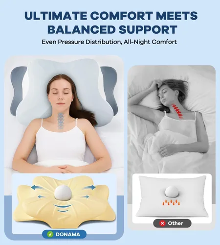 Miniatura 7 de Almohada cervical para aliviar el dolor de cuello, almohada ergonómica refrescante de espuma viscoelástica con funda de almohada de seda de hielo