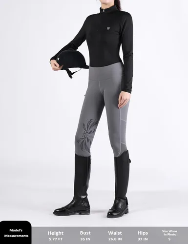 Miniatura 5 de Harrison Howard Camisa ecuestre de manga larga para mujer, con absorción de sudor, secado rápido, capa base con cremallera de 14