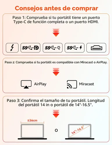 Miniatura 9 de HotYeah Extensor de pantalla para laptop, conexión de un cable (Windows y Mac), monitor portátil dual 1080P de 14 pulgadas, USB-C HDMI, pantalla
