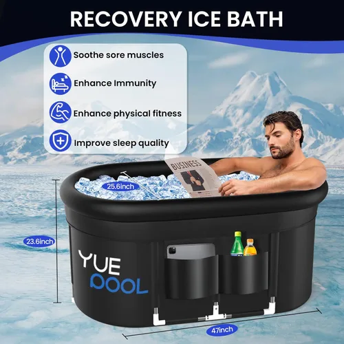 Miniatura 2 de Bañera de hielo para adultos, fitness, personas atletas, actualización XL de 140 galones, bañera fría portátil ovalada, gimnasios interiores
