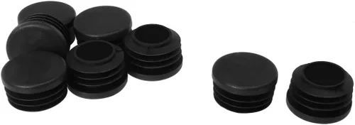 uxcell Tapón redondo acanalado de plástico de 1.18 pulgadas y 1.181 in de diámetro exterior de tubo negro, 8 piezas, 1.14 pulgadas de diámetro