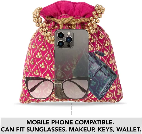 Miniatura 3 de Aheli Potli Monederos para mujer, hecho a mano, bolso de noche, elegante pulsera de moda nupcial