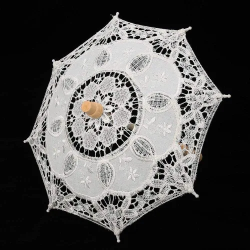 Miniatura 5 de Paraguas de encaje negro, hecho a mano, plegable, para boda, novia, para mujeres, decoración de fiesta, baile, fotografía, utilería (beige, S)