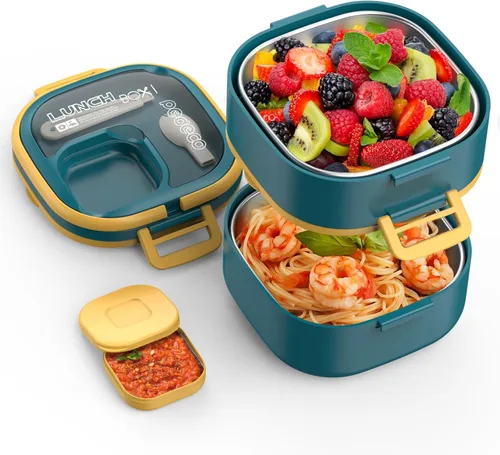 Miniatura 17 de PEDECO Lonchera Bento para adultos y niños, contenedor de comida con un solo compartimento, sin BPA, apta para microondas y lavavajillas