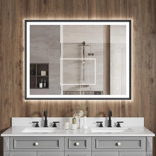 Miniatura 22 de WELLFOR Espejo de baño LED de 28 x 36 pulgadas, espejo de tocador de baño con luz, espejo de pared de baño, espejo de baño iluminado, montaje