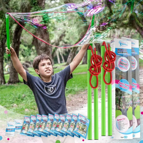 Miniatura 10 de WOWmazing Kit Grab-N-Go: Incluye varita, concentrado de burbujas gigante, cubo y folleto de consejos y trucos Juguete al aire libre para niños