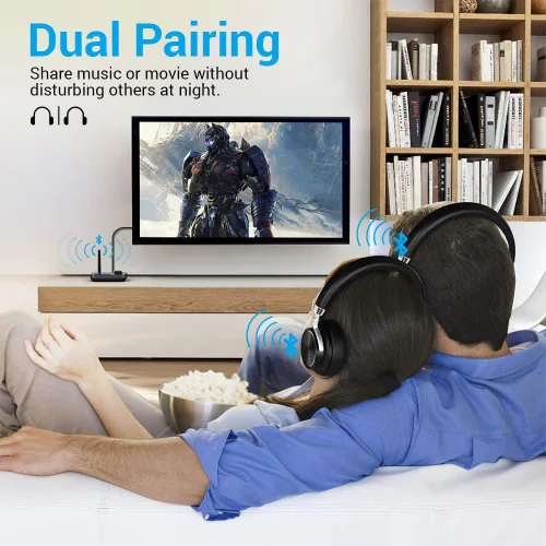 Miniatura 4 de Receptor transmisor Bluetooth 3 en 1 Bluetooth 5.3 adaptador de audio para 2 auriculares con control de volumen de derivación interruptor