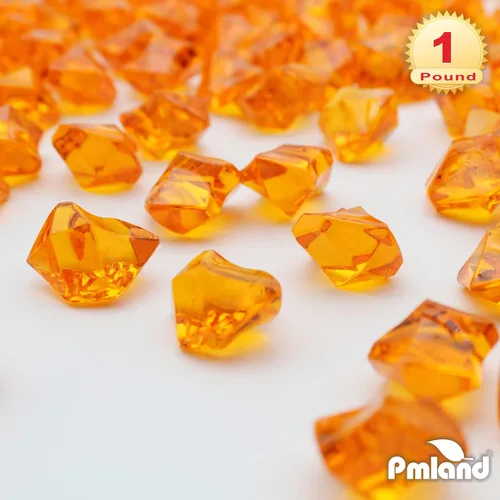 Miniatura 4 de PMLAND 180 piedras de hielo acrílicas naranjas – Gemas de hielo falsas trituradas, piedras de cristal decorativas para relleno de jarrón, mesa