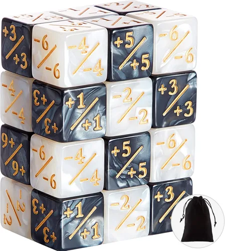 Sumind 24 piezas contadores de dados de vida de Magic - contadores +1/+1 de comandante, fichas de refuerzo, dados de 6 lados, contador de lealtad,