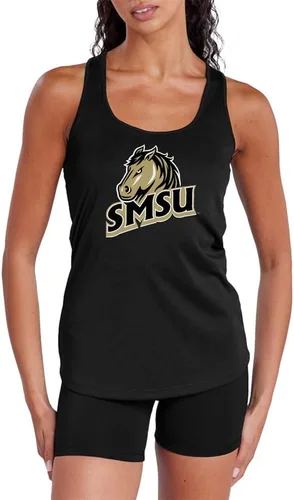 Miniatura 158 de Camiseta deportiva sin mangas oficial de NCAA Collegiate para mujer, con espalda cruzada, colección con logotipo primario