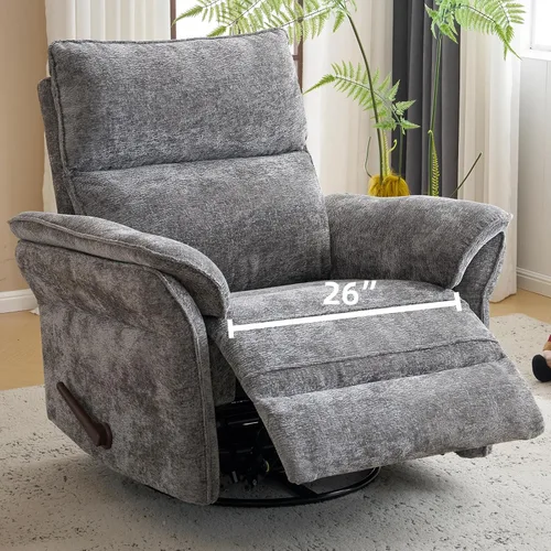 Miniatura 25 de Rocking Chair Nursery with Adjustable Headrest,Manual Swivel Rocker Recliner Nursery Chair with Overstuffed Armrest,Glider Rocker Recliner for