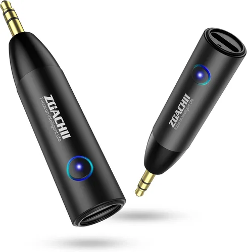 Adaptador auxiliar Bluetooth para automóvil, receptor inalámbrico Bluetooth 5.4 con conector de 0.138 in, tiempo de reproducción de 6 horas, estéreo