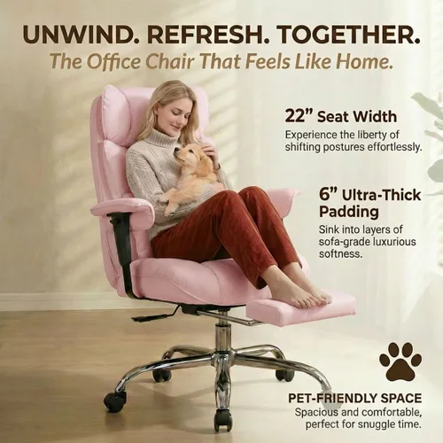 Miniatura 4 de Efomao Silla de oficina grande y alta de 400 libras, silla de escritorio reclinable resistente con reposapiés, silla ejecutiva de piel sintética