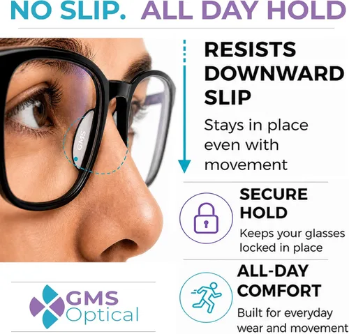 Miniatura 3 de GMS Optical® 0.1 in adhesivo antideslizante contorneado almohadillas de nariz de lente de silicona suave con súper pegajoso respaldo - 5 pares