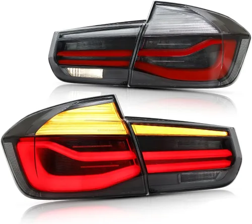 YUANZHENG Luces traseras secuenciales LED para [BMW F30 F80 320i 328i 335i Sedan 6ª generación 2013 2014 2015 2016 2017 2018] con DRL de fibra