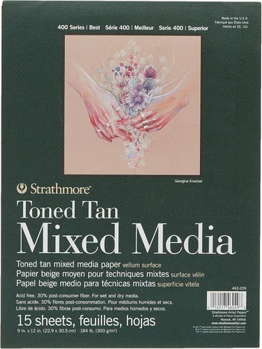 Miniatura 18 de Strathmore 400 Serie, Bloc de Dibujo para Técnica Mixta Tono Azul 6"X8" - 15 Hojas - 62462406 Azul Tonificado