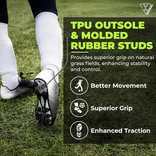 Miniatura 5 de Vizari USA Stealth - Botines de fútbol para niños y niñas, zapatos deportivos de fútbol para exteriores para niños pequeños, niños grandes, ligeros