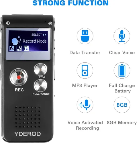 Miniatura 3 de Grabadora digital activada por voz de 8 GB para conferencias, reuniones, entrevistas - Mini grabadora de audio portátil de sonido HD