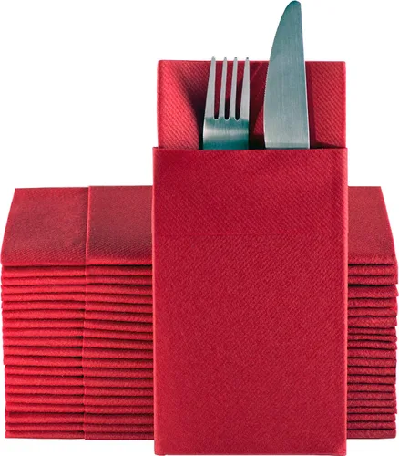 Miniatura 8 de Servilletas de papel desechables azul bebé con bolsillo incorporado para cubiertos, servilletas de tacto de lino absorbentes para cocina, baño