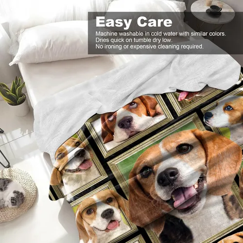 Miniatura 5 de Beagle Manta para niños, manta suave y mullida para perro, regalo de felpa con estampado de Beagle para niños y niñas, 40 x 50 pulgadas