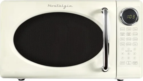 Miniatura 24 de Nostalgia Horno microondas retro compacto para encimera, 0.7 pies cúbicos, 700 vatios con pantalla digital LED, bloqueo para niños, interior fácil