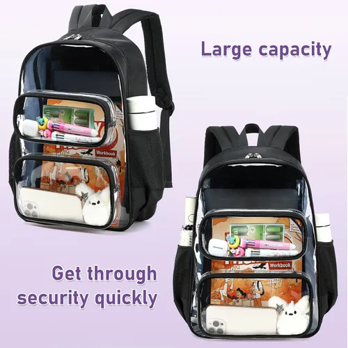 Miniatura 134 de CAMTOP Mochila transparente resistente y transparente para estudiantes, escuela, trabajo, festival, viajes, deportes, Beige, Mediana, Camtop Mochila