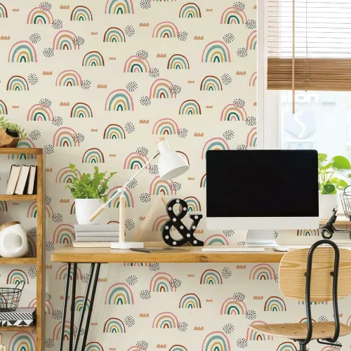 Miniatura 2 de RoomMates RMK11730RL Taupe Rainbow's End Peel and Stick Wallpaper