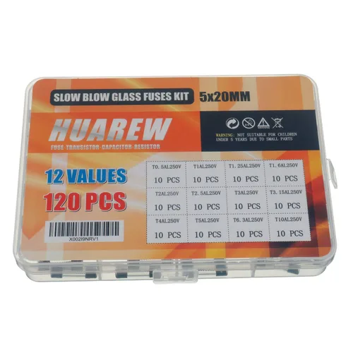 Miniatura 3 de 12 valores 120 piezas 0.197x0.787 in fusible de vidrio de soplado lento 0.2 x 0.78 pulgadas 250 V voltios T0.5 T1 T1.25 T1.6 T2 T2.5 T3 T3.15 T4 T5