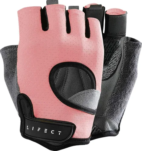LIFECT Freedom - Guantes de entrenamiento para levantamiento de pesas que cubre los nudillos, guantes cortos sin dedos con dorso curvo abierto para