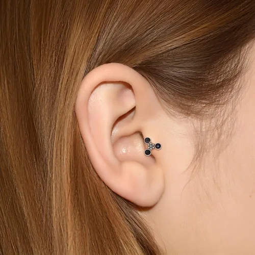 Miniatura 3 de Cartilage Piercing Jewelry - Cartilage Bar Onyx, Implant Grade Titanium Ear Piercing