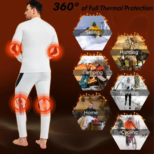 Miniatura 5 de romision Thermal Underwear for Men 2 Pack Long Johns Fleece Lined Hunting Gear Bottom Top Set Base Layer Cold Weather XS-4XL