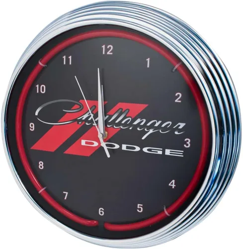 Miniatura 3 de Blue Oval Industries Challenger - Reloj de pared de neón con luz roja de 15 pulgadas