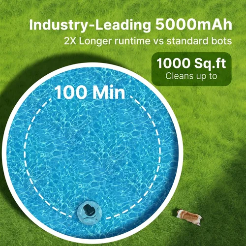 Miniatura 8 de Aspiradora inalámbrica profesional para piscina: sistema avanzado de doble unidad, duración de la batería de 100 minutos, navegación inteligente