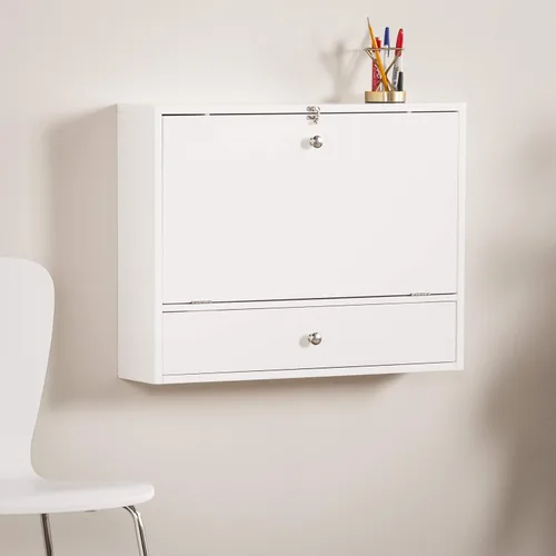Miniatura 9 de SEI Furniture Willingham - Escritorio plegable para montaje en pared, color blanco
