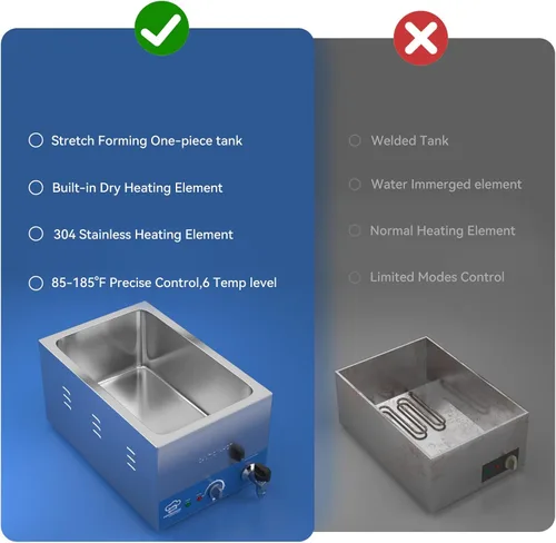 Miniatura 6 de TOPKITCH Calentador de alimentos comercial de 2 bandejas con tanque de agua de formación elástica sin fugas y 2 de tamaño 1/2 GN, estación de sopa