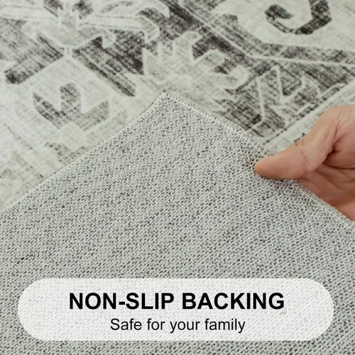 Miniatura 209 de Syalife 4x6 Alfombra Lavable para Área, Ultra Suave Antideslizante, Pila Baja, Alfombra Vintage Resistente a Manchas para Sala de Estar, Alfombra