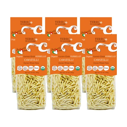 Miniatura 8 de 3 paquetes de pastas de trigo italiano orgánico durum, cavatelli – Russelló de grano antiguo siciliano vegano elaborado en Italia. Índice bajo
