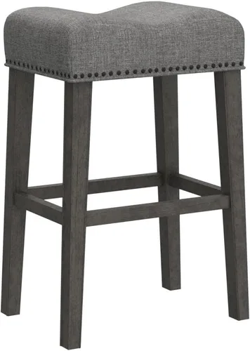 Miniatura 4 de Roundhill Furniture Coco - Taburetes de bar tapizados sin respaldo de 29 pulgadas de altura, juego de 2, gris
