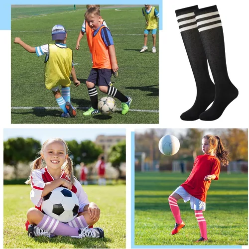 Miniatura 8 de BONANGEL Kids Soccer Socks 6-8 Years Old, Boys Girls Knee High Athletic Sports Football Baseball Socks 8-10 10-12 Years